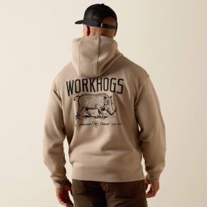 Ariat Rebar Lightweight Workhog Hoodie Greige achter