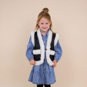 Kids waistcoat Aysun ster zwart model voorkant