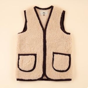 Moonrise dames wollen vest Sena bruin met rits product foto 