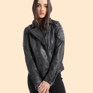 Myra Bag Leather Jacket Black Embroidery