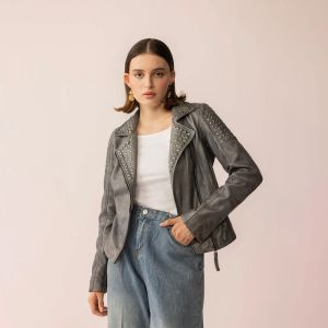 Myra Bag Leather Jacket Shadow Storm