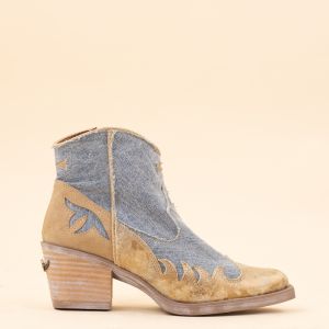 Nemonic 2353 enkellaarsjes jeans - champagne new