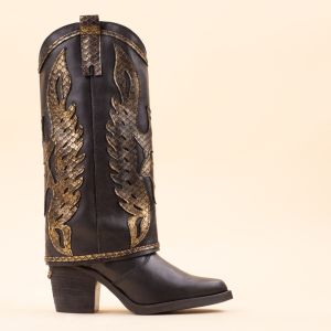 Nemonic 2381 boots black gold snake