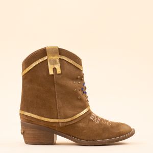 Nemonic 2388 enkellaarsjes bruin suede