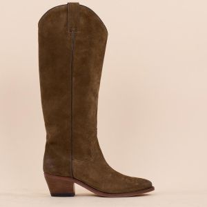 Perlita Peaches hoge laarzen bruin suede zij