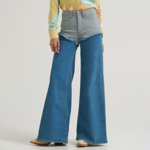 Wrangler x Lainey Wilson Chapped Cheeky Wide Leg Classic Blue