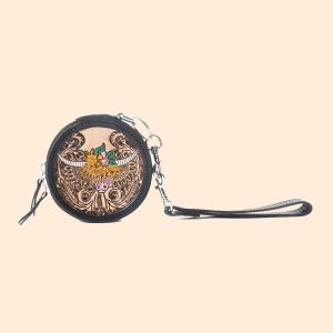 Myra Bag Western Crest Handtooled Leather Coin Pouch