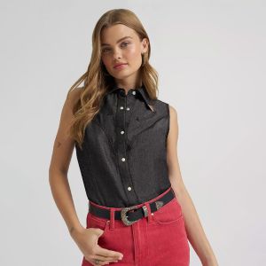 Wrangler x Lainey Wilson Sleeveless Snap Shirt Black