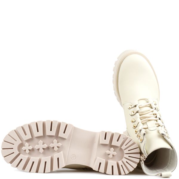Biker boots laag beige met veter