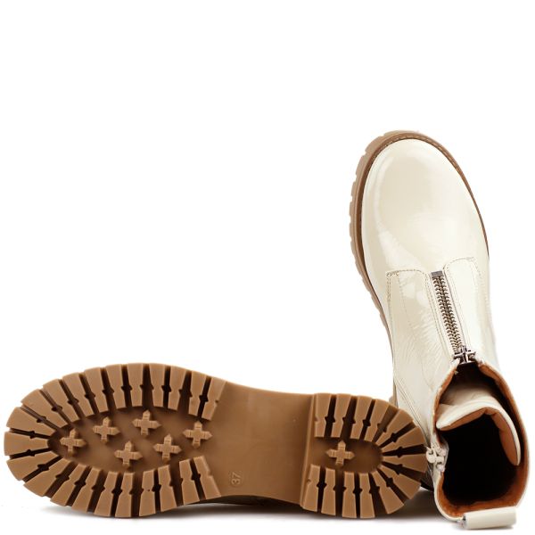 Combat Boots Beige lak met rits