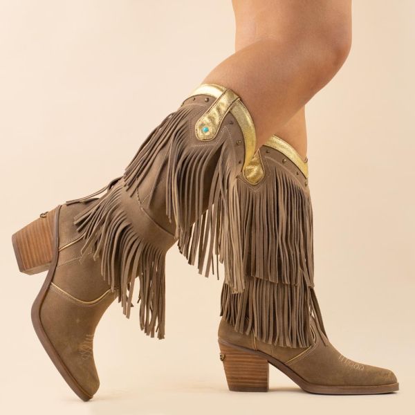 Nemonic 2279 cowboyboots boho fringe beige-37