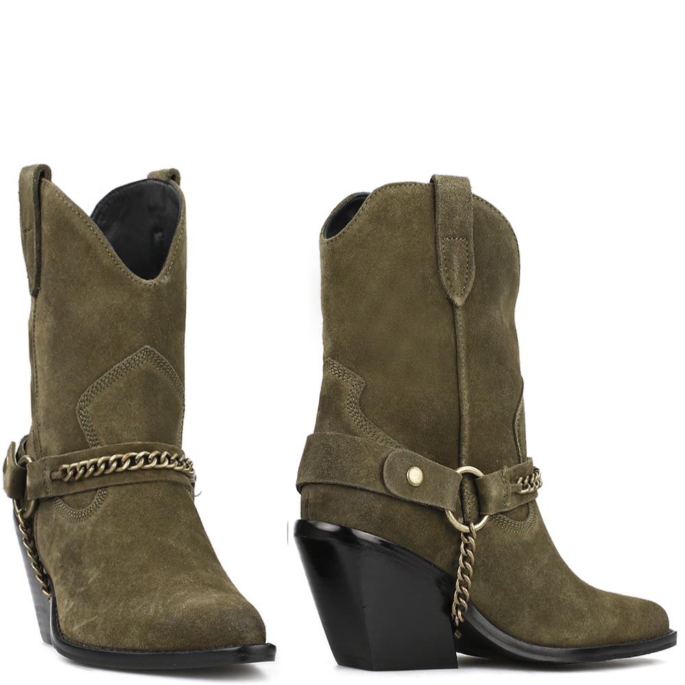 Bronx 34155H laarsjes Moss suede